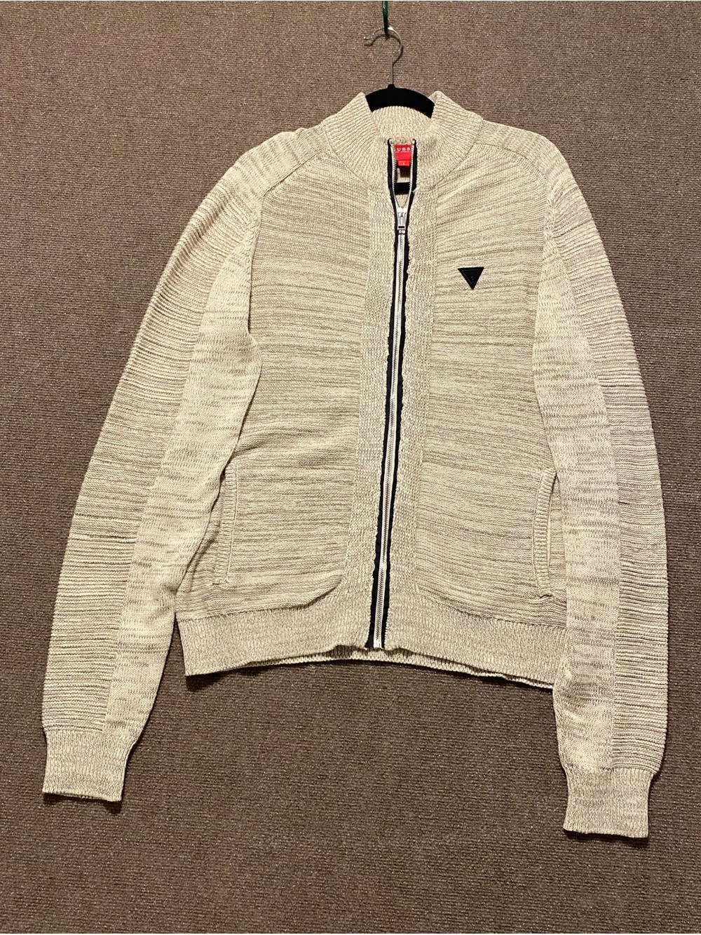GUESS Los Angeles Men's Full Zip Marl Knit Sweater Jacket Large